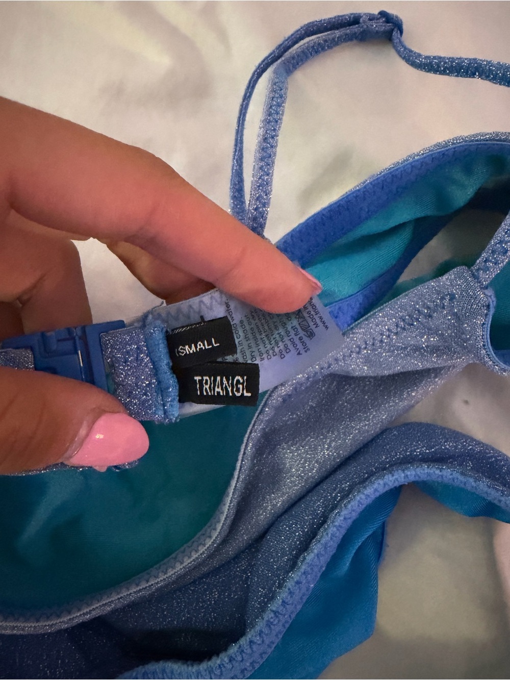 triangl swimwear Shimmery Light Blue Bikini with Teal Lining
